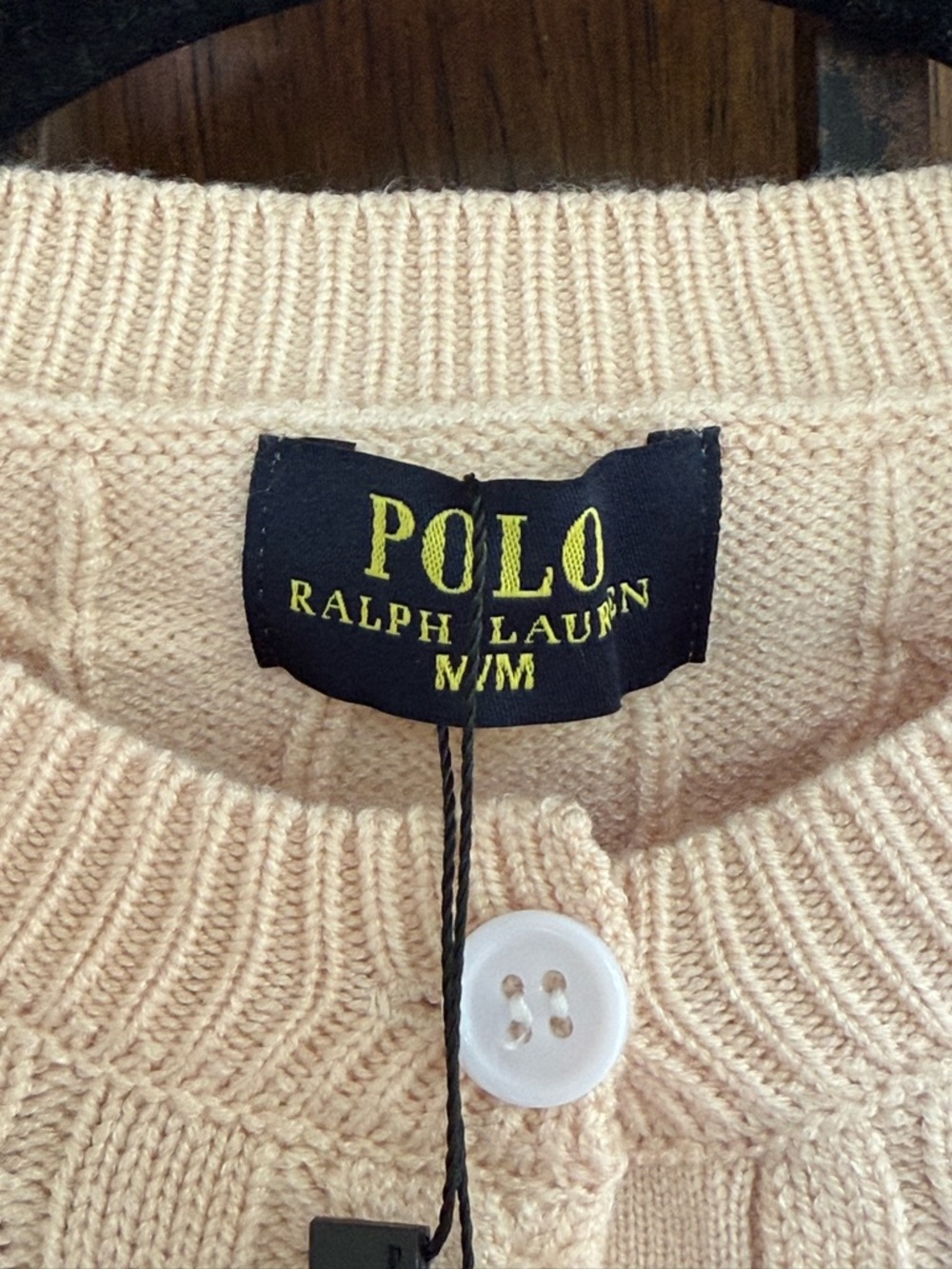 Polo by Ralph Lauren Beige Cable-Knit Button Cardigan size  M - Picture 3 of 7